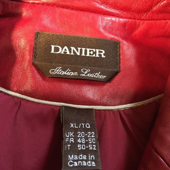 VTG Danier Red Italian Leather Jacket, XL, excellent condition, made in Canada - Picture 2 of 3